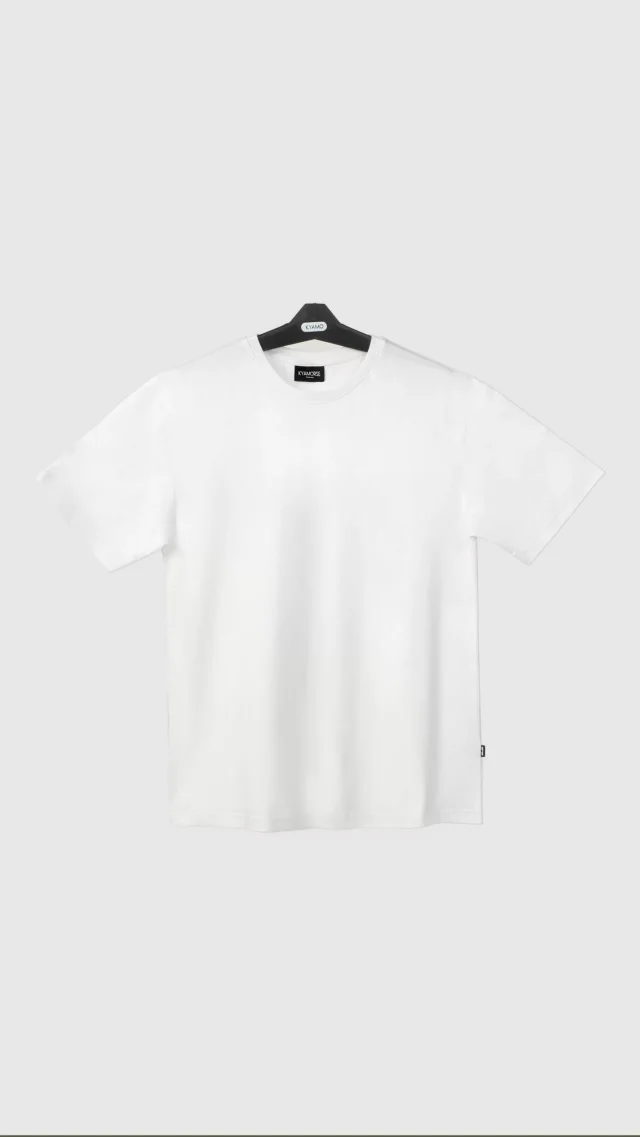 تیشرت یقه گرد سفید مدل روهام بیسیک برند کیامورس/ KYAMORS