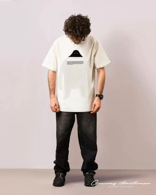 تی شرت یقه گرد مدل depresion برند وان وی /Oneway